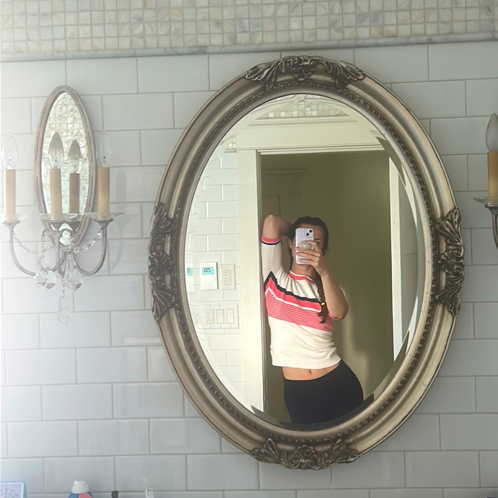 Striped short sleeved sweater